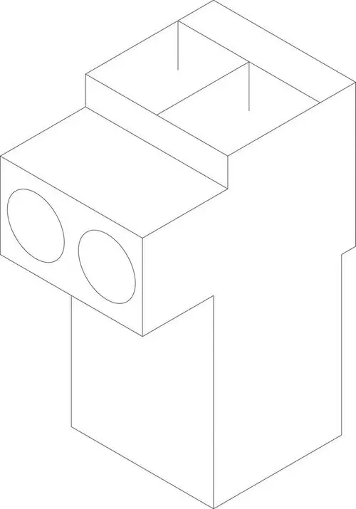 Weißes Anschlussstück mit zwei runden Öffnungen und einem rechteckigen Körper, von Bosch. Das Design ist schlicht und funktional, geeignet für verschiedene elektrische Anwendungen.